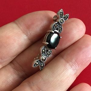 🖤Onyx💕marcasite sterling silver brooch